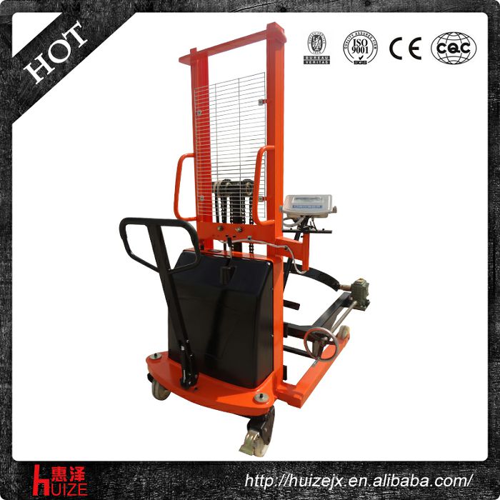 半電動稱重油桶車（夾鐵桶，手搖翻轉(zhuǎn)倒料）